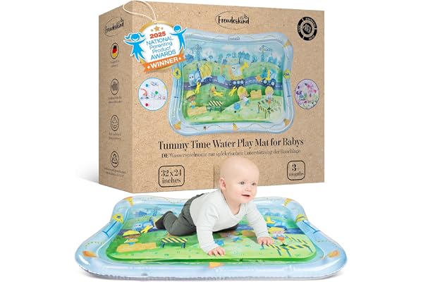 Tapis d'eau bébé XXL - Tummy Time gonflable 0-36 mois - Tapis d'éveil sensoriel Montessori pour le développement de la motricité du nourrisson - Jouet d'activités aquatiques pour bébés de Freudeskind