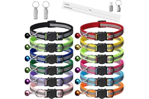 EXTODRY 14 Piece Reflective Cat Collar Pack with Bell,kitten collar Safety Quick Release Buckle,with Name Tag,Adjustable 7.5''-12.5'',for Girl Male Cats,Pet Supplies,Stuff,Accessories(12 Colors & 2 ID Tags)