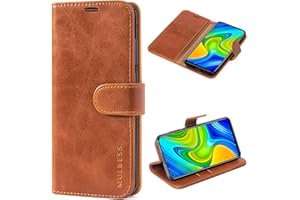 Mulbess Funda para Xiaomi Redmi Note 9, Funda de Cuero PU, Cierre Magnético, Ranura para Tarjeta, Soporte Plegable, Vintage Marrón