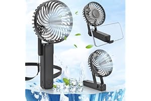 LinjunFa USB Ventilatore a Mano - Pieghevole Ventilatore Portatile Silenzioso, Piccolo Ricaricabile Ventilatori con Batteria 12 ore di Lavoro, Mini Potente Elettrico Hand Fan per Viaggio,Ufficio,Casa