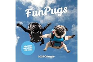 FUN PUGS Pug Calendar 2025 - Large 12 Month 2025 Calendar Month to View Pug Dog Calendar 2025 - Funny Wall Calendar 2025 UK Made by Fun Pets