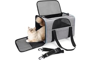 BERTASCHE Transporttasche für Katzen Hunde bis zu 7kg Transportbox Faltbar Tragetasche Katzentransporttasche für Reisen im Auto Zug