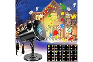 Purpledi LED Projektor Weihnachten Aussen, Projektor Weihnachten Aussen 12 Folien, Weihnachtsbeleuchtung Lichter für Party, Weihnachten, Garten, IP65 Wasserdichte