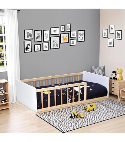 Lit enfant | Lit simple | Cadre de lit d'enfants forme de maison 70x140cm bois pin massif CFW58049 | Leroy Merlin