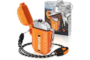 lafagiet USB Rechargeable Lighter, Waterproof Dual Arc Lighters for Camping Hiking Outdoor Survival Kits (Upgrade-Orange)