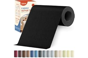 Sgooyir Tissu Autocollant Reparation Noir, 10x200cm Patch de Réparation pour Tissu de Lin, Kit de Réparation des Patch Autocollant pour Meubles, Siege Auto, Vêtements, Chaises, Canapés, Coussins