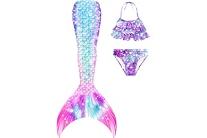 NAITOKE Coda di Sirena con Bikini per Bambina Set Bikini,Monofina Non Inclusa
