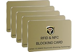 SAITECH IT RFID Blocking Cards 5 Pack Premium Contactless NFC Debit Credit Card Passport Protector Blocker Set for Men & Women, Smart Slim Design Perfectly fits in Wallet/Purse (Golden)