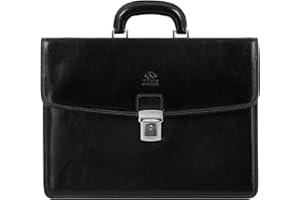 Time Resistance Maletín Portadocumentos para Mujer y Hombre de Cuero - Bolso de Piel Bandolera Maletines Mensajero