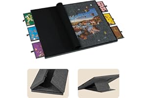 Tektalk Table de Puzzle Pliable de 2 000 pièces avec Couvercle, Plateau de Puzzle à 3 Angles d'inclinaison, Planche de Puzzle en Feutre Super légère et Portable avec 6 tiroirs de tri, Gris foncé