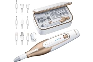‎BEURER Beurer MP 64 Maniküre/Pediküreset, elektrisches Nagelpflegeset mit Akku, 10 Aufsätze zur Nagelpflege für schöne Hände und Füße, mit LED Licht, Einheitsgröße, White and gold