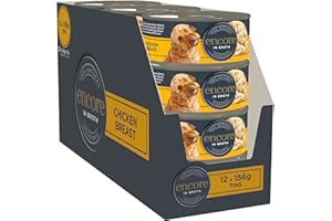 Encore 100% Natural Dog Food Tin 1x(12x156g) Chicken Breast with Rice in Broth, Pack of 12