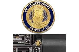 Anwlki Placche per auto di San Cristoforo Ø 4 cm, medaglia di San Cristoforo proteggete noi vieni a casa, regalo con 1 magnete in ferro e 3 adesivi biadesivi (oro)