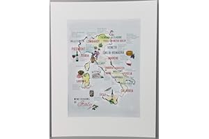 Nancy Nikko - Mapa de Vino Italiano (21 x 28 cm), diseño de regiones de Vino de Italia