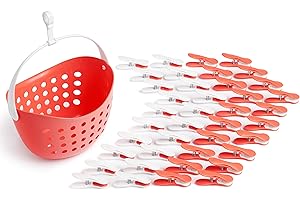 ‎CULICLEAN culiclean Wäscheklammern stabil ohne Abdruck Soft Clips mit Wäscheklammernkorb 40 Stück mit Wäscheklammernkorb/Coral weiß weiß Coral Korb Coral Henkel weiß Korb statt Beutel