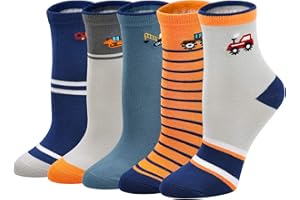 LOFIR Calcetines Divertidos de Algodón para Niños Calcetines Animales con Dibujos, Calcetines Deportivos para Chicos, Talla 19-22/23-29/31-33/34-38, 5 pares