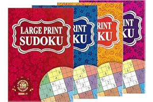 WF Graham Large Print A5 Sudoku Puzzle Books for Adults and Teens - Pack of 4 Sudoku Activity Book Set with over 150 Puzzles Each