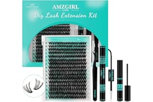 AMZGIRL LASH Zestaw do przedłużania rzęs 320 sztuk, zestaw do samodzielnego przedłużania rzęs, klej i uszczelniacz do rzęs, zmywacz do przedłużania rzęs, narzędzie do aplikacji sztucznych rzęs (50D D-Mix 9-16mm)