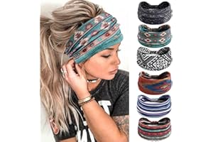 AIZIYIN Fashion Headbands for Women's Hair Head Scarfs Hairband Turban Flower Cotton Headbands Wide Yoga Sport Headband Head Wrap (P6WBoWen)
