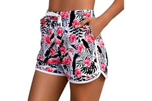 Marvmys Shorts de Natación Mujer Verano Pantalones Cortos de Nadar Secado Rápido con Cordón Ajustables, Shorts de Baño Deportes Acuáticos para Playa, Surf, Tiempo Libre