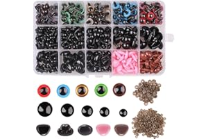Hoiny Plastic Safety Eyes and Noses, 580 pcs Doll's Eyes Teddy Eyes Plastic Eyes Including 180 pcs Safety Eyes, 110 pcs Safety Noses with 290 pcs washers for Doll, Plush Toy and Teddy Bear Crafts