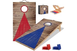NZQXJXZ cornhole spel utomhus, 60 x 40 cm vikbara premium kornhålsplattor av massivt trä med 6 cornhole påsar och en bärväska, bärbar cornhole toss set för familj och vuxna