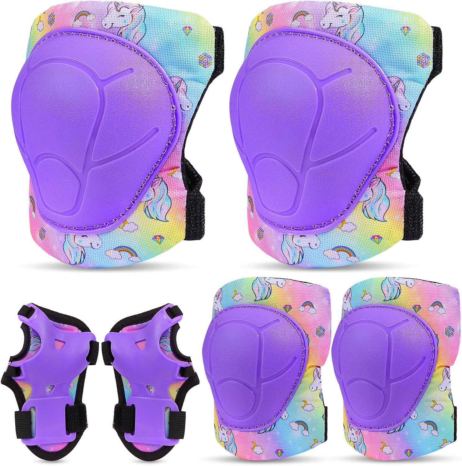 Protecciones Skate Niño, Unicorn Castle 6 Piezas Protecciones Patines Set Rodilleras Patines Niña, Protecciones Patines Niña, Rodilleras y Coderas Niña Patinaje, Set Rodilleras Coderas y Muñequeras