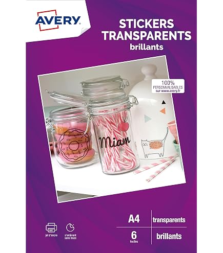 étiquettes Facile Peler Avery Étiquettes Adresse Transparentes - Lot 300, 2.5x6.3cm - Pour Imprimantes Jet D'Encre étiquettes Avery Easy Peel