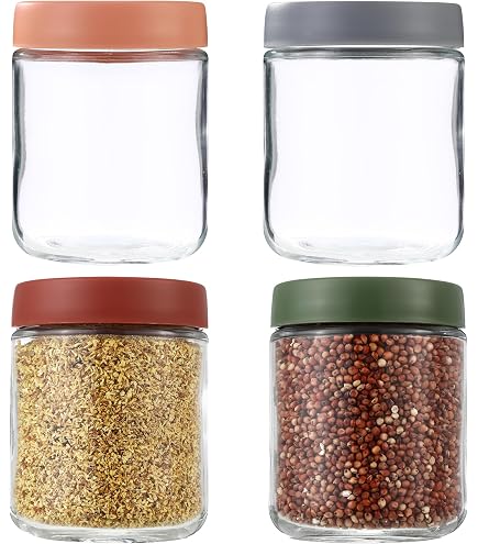 KORCCI Einmachgläser Aus Bernsteinglas – 6 Stück, 473 Ml, Mit Deckel & Bändern, Breite Öffnung