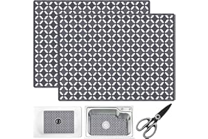 E-GREETSHOPPING Pack of 2 Sink Mats, 30 x 40 cm Silicone Sink Insert with Scissors, Can be Cut to Size Protective Mat for Sink, Drip Mat, Sink Protector for Stainless Steel & Ceramic Sinks, Drying Cutlery