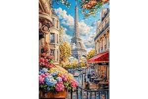 MAXBYE Diamond Painting Adulte Kits, Paysage Tour Eiffel Diamond Art 5D DlY Peinture Diamant Complet Kits pour Débutant, Gemme Point de Croix Crystal Crafts Home Wall Decor Cadeaux 30x40 cm
