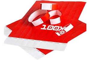 Docksnet Braccialetti Carta Eventi Resistenti e Personalizzabili - Bracciali Monouso Identificativi Colorati (100 Pezzi, Rosso)