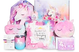 Beauenty Unicorn Toys for Girls Age 4-10,Unicorn Gift Box Set for Girls,Girl Gifts with Unicorn Blanket Bag Eye Mask and Bracelets,New Year Birthday Children's Day Gifts for Girls﻿ (colourful)
