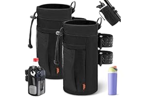 Desing Wish Portaborraccia Bici da Corsa, da Strada, MTB Portatile Porta borraccia Senza Viti Con Tasche in Rete per Bici UTV/ATV (Nero*2(Adatto a 12-24 oz))