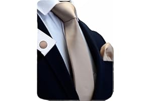 Gusleson 3.15"（8cm） Solid Color Necktie and Pocket Square Cufflinks Sets For Men + Gift Box