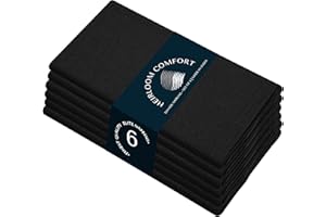 HEIRLOOM COMFORT 6 Pack Black Cloth Dinner Napkins, 100% Cotton, 43x43 cm, Soft, Washable, Reusable, Perfect for Hotels, Restaurants, Lunch, Weddings, Events, Parties, Everyday Use, Black