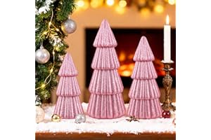 Miaikoe Set von 3 Weihnachtsbaum Dekorationen Indoor, glitzernde Moderne Weihnachtsbaum Dekor Tischplatte Eingang Tisch Mantel Mittelstück für Feiertagsparty (Rosa)