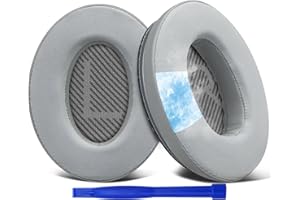 SoloWIT Cuscinetti Auricolari in gel refrigerante di ricambio, Cuscino per le Cuffie over-ear Bose QuietComfort 35 (QC35) e Quiet Comfort 35 II (QC35 II), Schiuma Antirumore-Argento