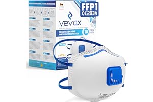 Półmaski VEVOX® FFP1 - Zestaw 10 sztuk - z uszczelką Comfort Plus - Maska przeciwpyłowa FFP2 z zaworem - Dla najbardziej niezawodnej ochrony