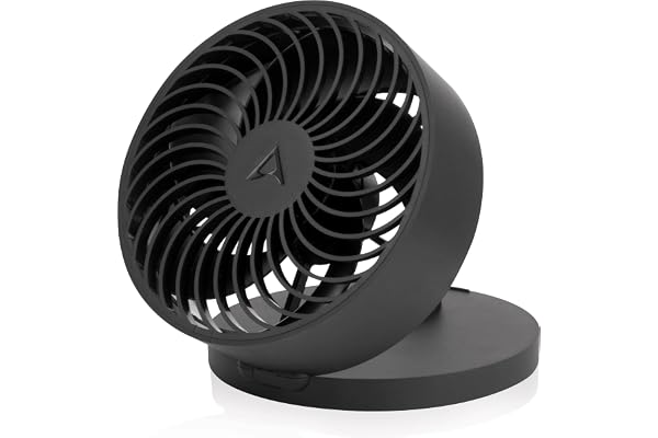 ARCTIC Summair Plus - Ventilateur de table pliable avec batterie rechargeable intégrée, Ventilateur portable, Connexion USB-C, Réglage en continu 600-3300 rpm - Noir