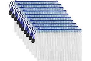 ‎COWORK-UP COWORK-UP 10 Stücke Dokumententasche B6, Kunststoff Datei Taschen mit Reißverschluss für Datei, Papier, Dokumente, Kosmetika, Hausaufgaben und Reisezubehör