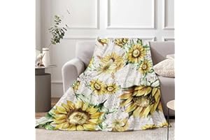 LINGQIANG Sonnenblume Kuscheldecke für Frau, Weich Warm Blumendruck Flanell Fleece Decke 150 x 200 cm, Flauschig Sonnenblume Kinderdecke Wohndecke für Mädchen Kinder Erwachsene Geschenk Couch Sofa Bett Deko