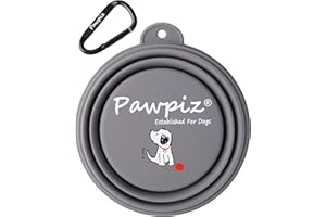 Pawpiz Collapsible Dog Bowl | 450ml | Dog Travel Bowl with Cute Puppy Design & Carabiner | BPA-Free, Food-Grade, Foldable Silicone Bowl | Gift for Small & Medium Pets | UK Brand (Crete Shore)