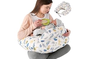 Mingfuxin Nursing Pillow for Breastfeeding, Multifunctional Breastfeeding Pillows with Adjustable Waist Strap & Safety Fence Pregnancy Maternity Pillow for Baby Bottle Feeding Pillows