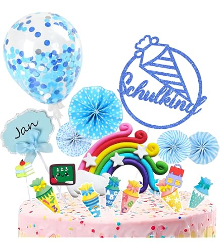 Schulanfang Cake Topper Set – ABC 123 Dekoration Für Einschulungskuchen & Cupcakes