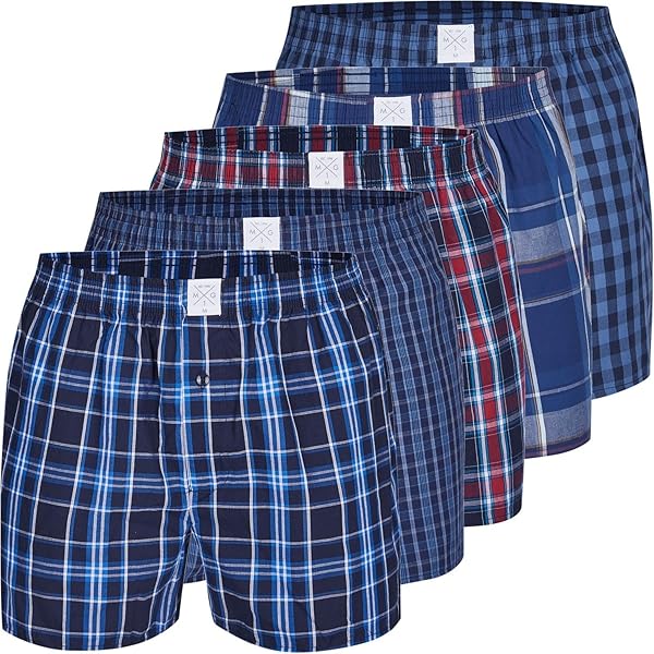 GILDAN Geweven boxershorts voor heren, multipack slips (pak van 5), Diverse Navy (5-pack), M