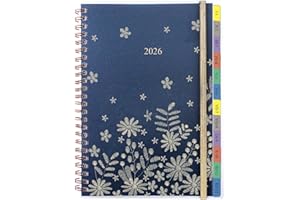 YHH Agenda 2026 Semainier A5 Vertical - 1 Semaine sur 2 Pages Organiseur avec Onglets Mensuel, Poche Arrière, Jan.26 à Déc.26, 12 Mois Planificateur Hebdomadaire avec Note Contact(en Multilingue)