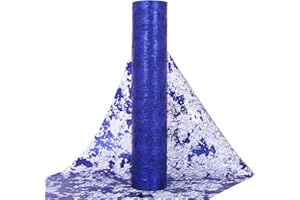 BETESSIN 29cm*10Yards Runner da Tavolo Blu Glitterato Lucido Metallo per Tavolo Tovaglia Tulle Decorazione Festa Battesimo Compelanno Nascita Bambino Comunione Cresima Matrimonio