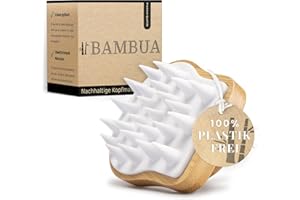 ‎BAMBUA BAMBUA Kopfhaut Massagebürste - (100% Plastikfrei) Shampoo Bürste aus Bambus - Anti-Schuppen Effekt - Zur Kopfmassage beim Duschen - Premium Kopfmassage Bürste - inkl. E-Book „Gesunde Kopfhaut“