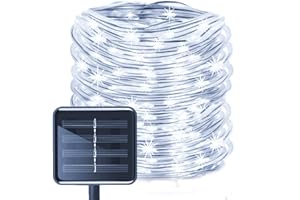 Solar Rope Lights Outdoor,KINGCOO 12M/39ft 100LED LED Rope Lighting Waterproof Copper Wire Rope String Light for Outdoor Indoor Home Garden Patio Parties (White)